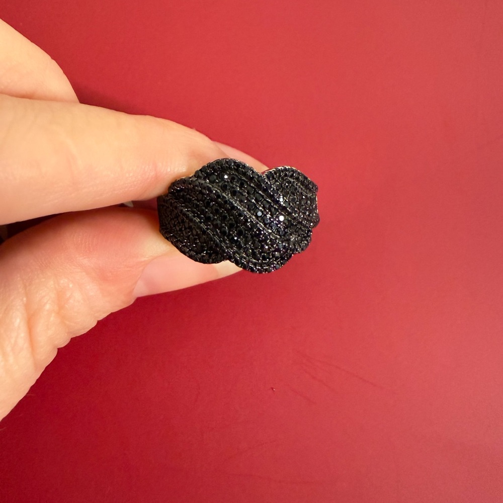 Sterling Silver Black Pave Statement Ring - image 5